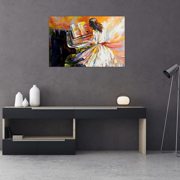 Slika - Ženska igra klavir (90x60 cm)