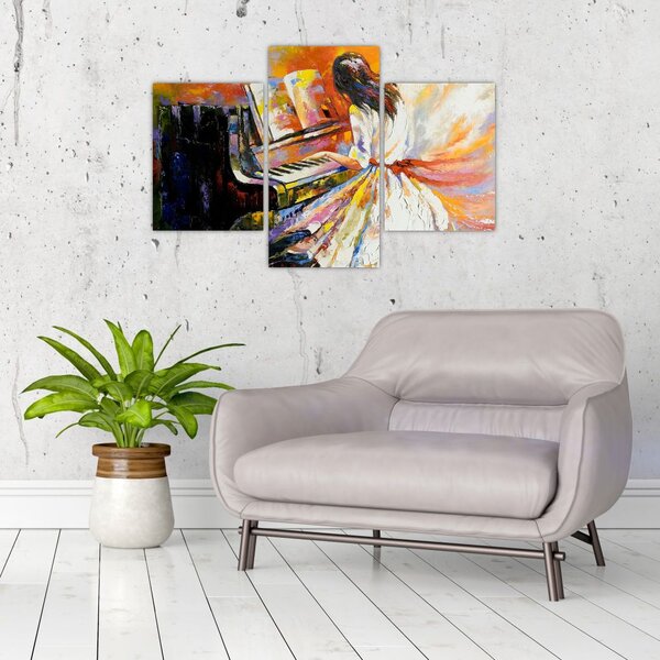 Slika - Ženska igra klavir (90x60 cm)