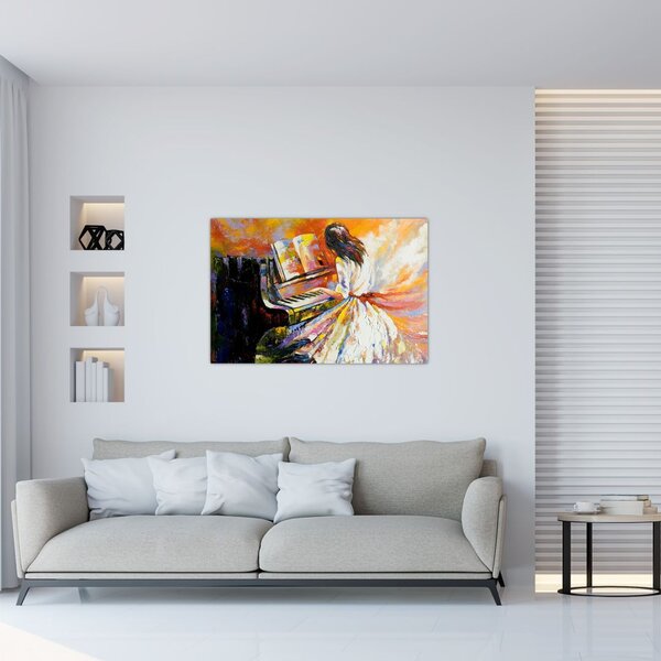 Slika - Ženska igra klavir (90x60 cm)