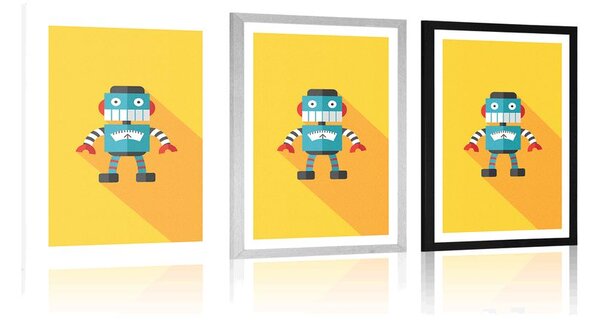 Plakat s paspartuom veseli robot