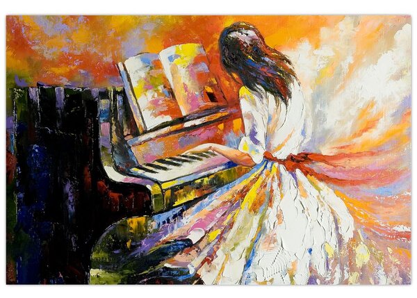 Slika - Ženska igra klavir (90x60 cm)