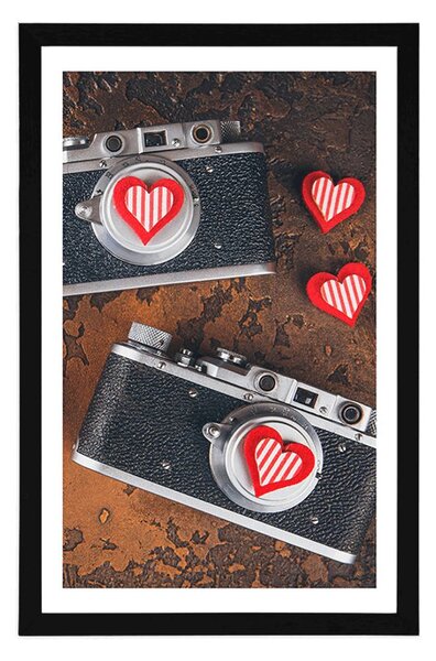 Plakat s paspartuom dva retro fotoaparata