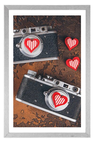 Plakat s paspartuom dva retro fotoaparata