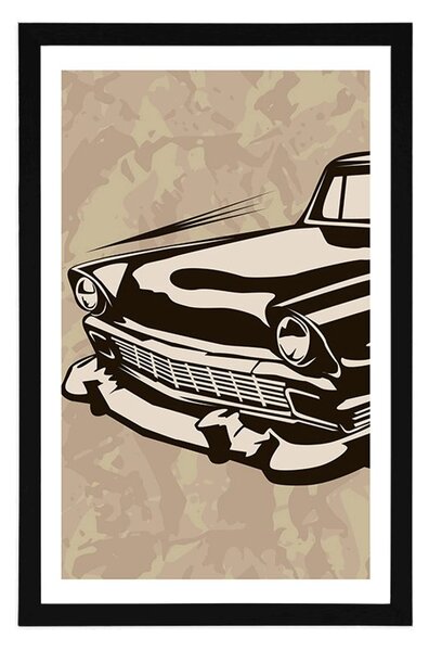 Plakat s paspartuom retro starodobno vozilo