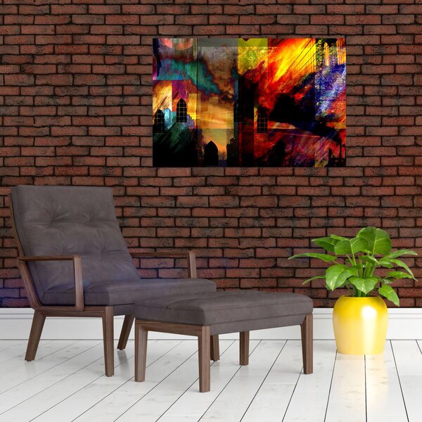 Slika - Barvita abstrakcija mesta (90x60 cm)