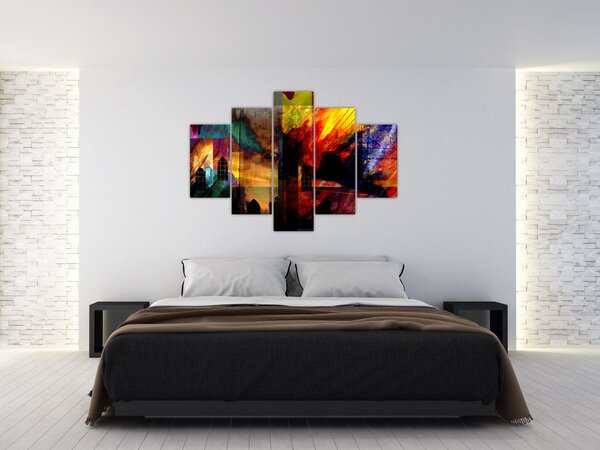 Slika - Barvita abstrakcija mesta (150x105 cm)