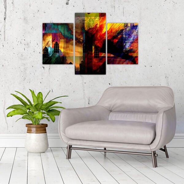 Slika - Barvita abstrakcija mesta (90x60 cm)