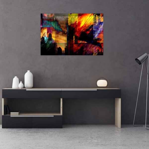Slika - Barvita abstrakcija mesta (90x60 cm)