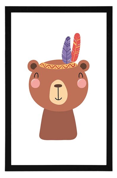 Plakat s paspartuom slatki medo s perjem
