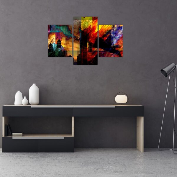 Slika - Barvita abstrakcija mesta (90x60 cm)