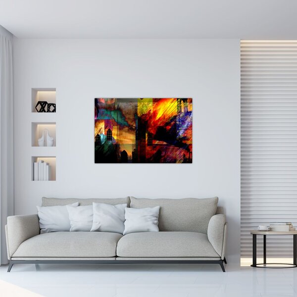 Slika - Barvita abstrakcija mesta (90x60 cm)