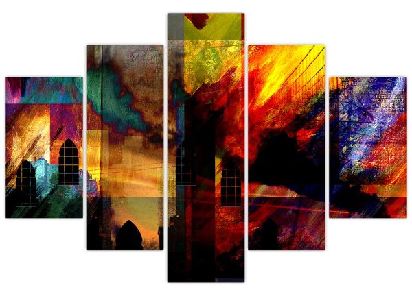 Slika - Barvita abstrakcija mesta (150x105 cm)