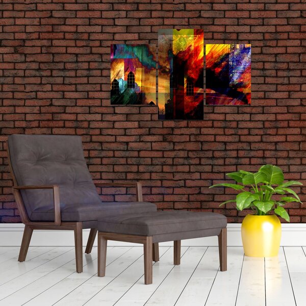 Slika - Barvita abstrakcija mesta (90x60 cm)