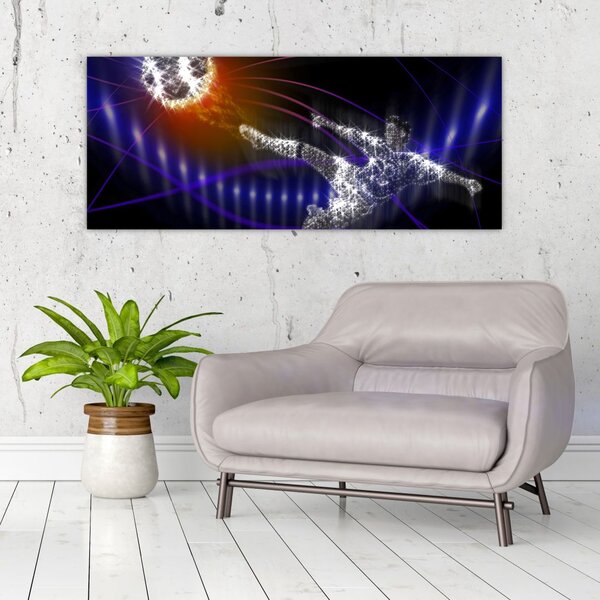 Slika nogometaša, ki skače (120x50 cm)