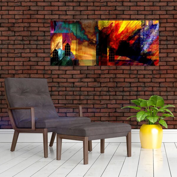 Slika - Barvita abstrakcija mesta (120x50 cm)