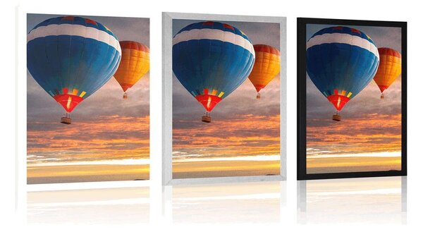 Plakat let balona iznad planina