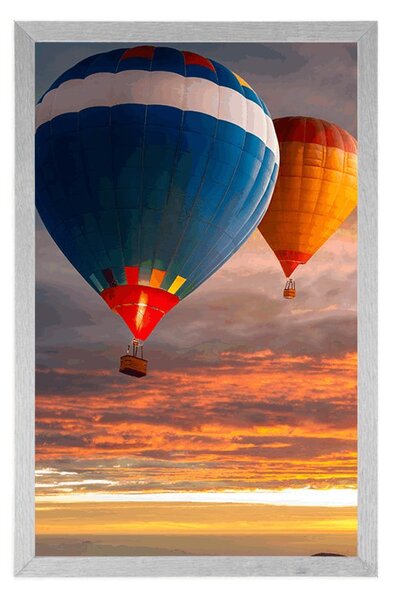 Plakat let balona iznad planina