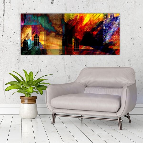 Slika - Barvita abstrakcija mesta (120x50 cm)