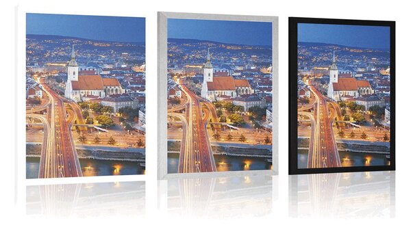 Plakat pogled na noćnu Bratislavu