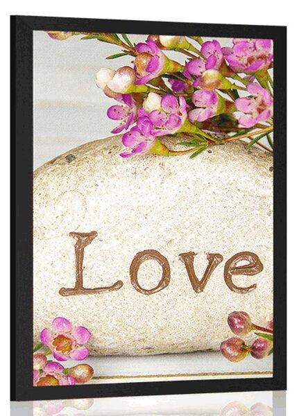 Plakat s natpisom na kamenu Love