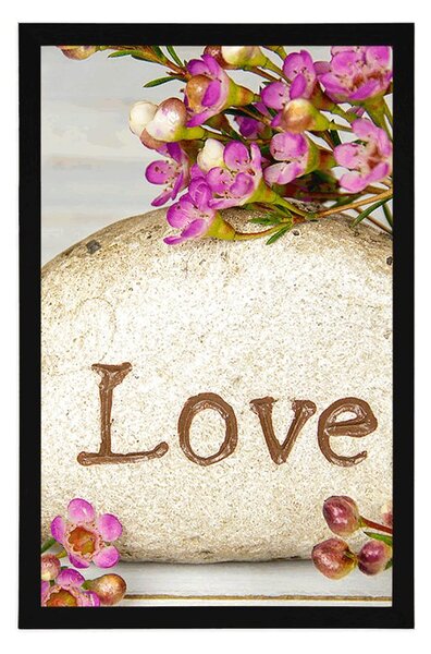 Plakat s natpisom na kamenu Love