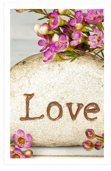 Plakat s natpisom na kamenu Love