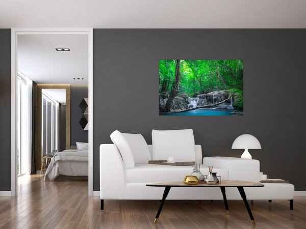 Slika - slap Erawan, Kanchanaburi, Tajska (90x60 cm)
