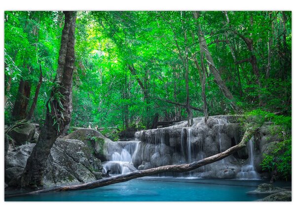 Slika - slap Erawan, Kanchanaburi, Tajska (90x60 cm)