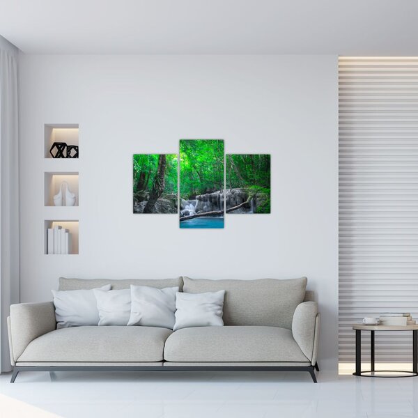 Slika - slap Erawan, Kanchanaburi, Tajska (90x60 cm)