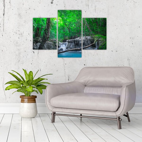 Slika - slap Erawan, Kanchanaburi, Tajska (90x60 cm)