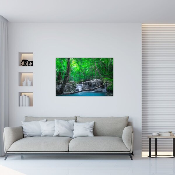 Slika - slap Erawan, Kanchanaburi, Tajska (90x60 cm)
