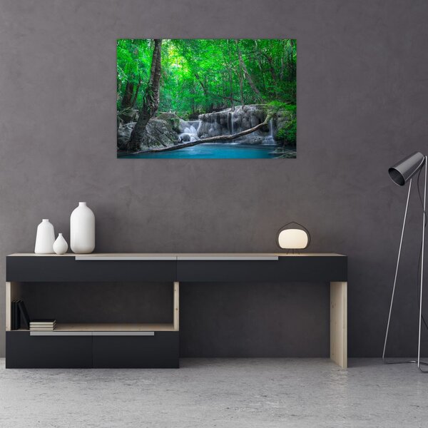 Slika - slap Erawan, Kanchanaburi, Tajska (90x60 cm)