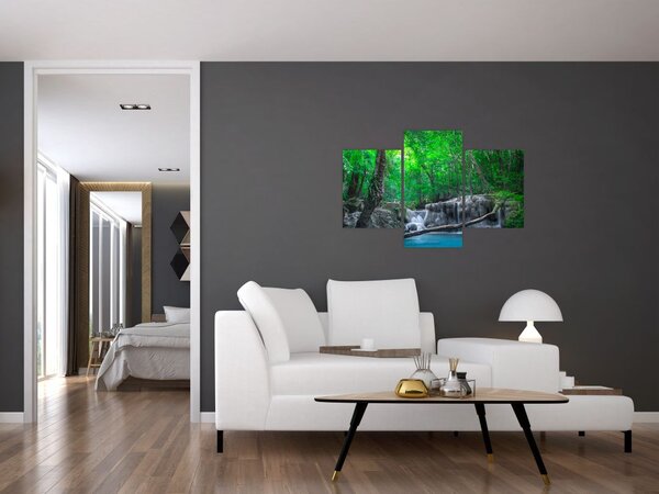 Slika - slap Erawan, Kanchanaburi, Tajska (90x60 cm)