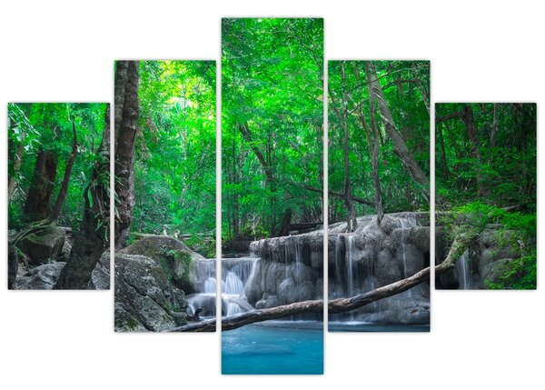 Slika - slap Erawan, Kanchanaburi, Tajska (150x105 cm)