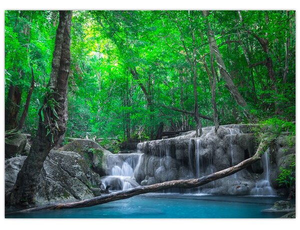 Slika - slap Erawan, Kanchanaburi, Tajska (70x50 cm)