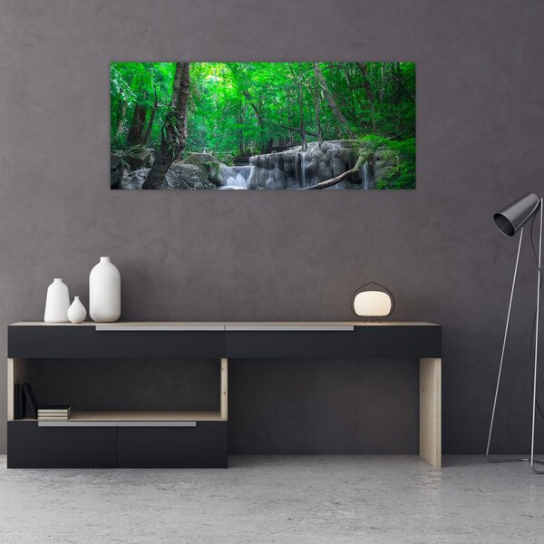 Slika - slap Erawan, Kanchanaburi, Tajska (120x50 cm)