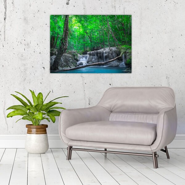 Slika - slap Erawan, Kanchanaburi, Tajska (70x50 cm)