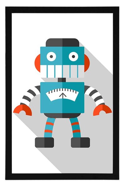 Plakat plavi robot na bijeloj pozadini