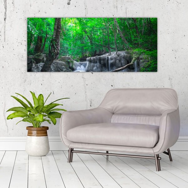 Slika - slap Erawan, Kanchanaburi, Tajska (120x50 cm)