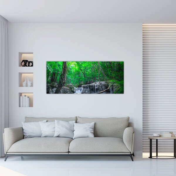 Slika - slap Erawan, Kanchanaburi, Tajska (120x50 cm)