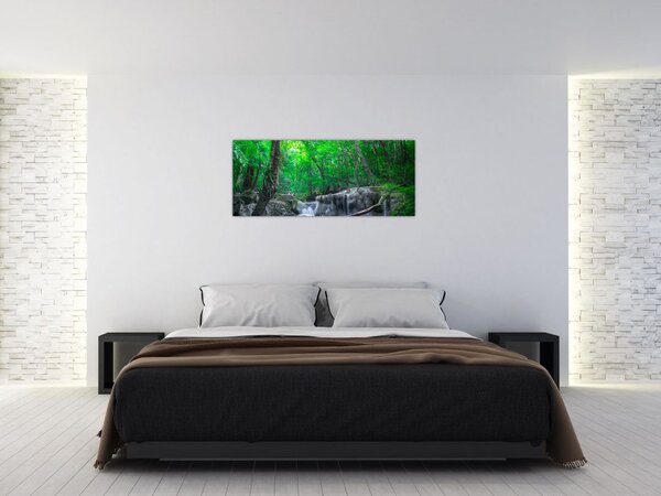 Slika - slap Erawan, Kanchanaburi, Tajska (120x50 cm)