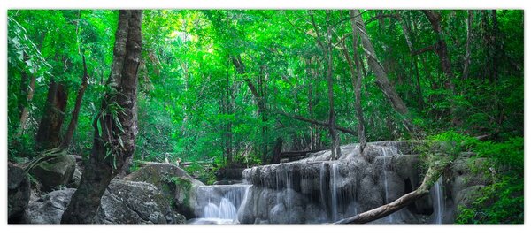 Slika - slap Erawan, Kanchanaburi, Tajska (120x50 cm)