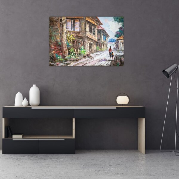 Slika filipinske vasi, Azija (90x60 cm)
