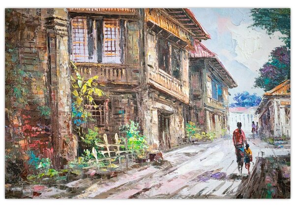 Slika filipinske vasi, Azija (90x60 cm)