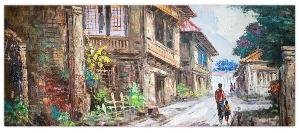 Slika filipinske vasi, Azija (120x50 cm)