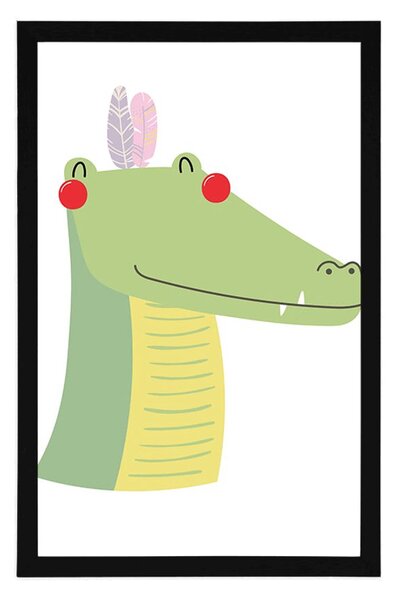 Plakat slatki krokodil s perjem