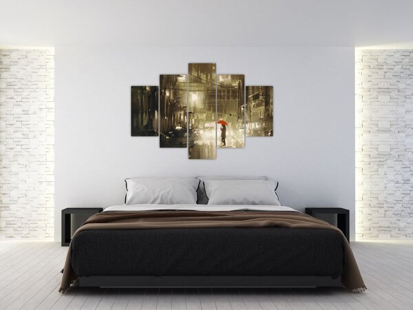 Slika - Ženska v deževni noči (150x105 cm)