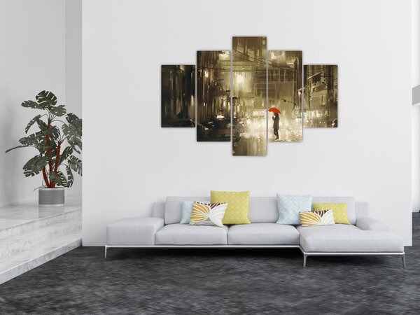 Slika - Ženska v deževni noči (150x105 cm)
