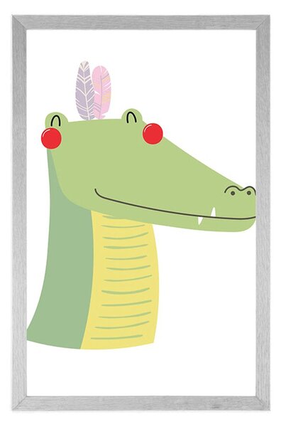 Plakat slatki krokodil s perjem