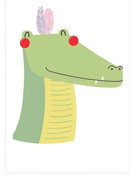 Plakat slatki krokodil s perjem